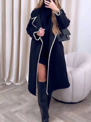 Inrosy longue manteau en laine col revers manches longues femme élégant mode ample oversized veste
