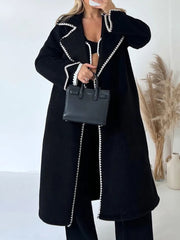 Inrosy longue manteau en laine col revers manches longues femme élégant mode ample oversized veste