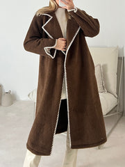 Inrosy longue manteau en laine col revers manches longues femme élégant mode ample oversized veste