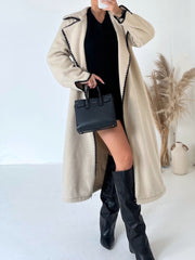 Inrosy longue manteau en laine col revers manches longues femme élégant mode ample oversized veste