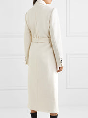 Inrosy manteau long cheville femme unicolore boutons poches ceinture col revers manches longues femme élégant mode