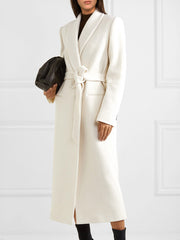 Inrosy manteau long cheville femme unicolore boutons poches ceinture col revers manches longues femme élégant mode