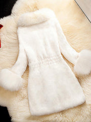 Inrosy mi-longue manteau en fausse fourrure manches longues mode femme veste