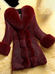 Inrosy mi-longue manteau en fausse fourrure manches longues mode femme veste