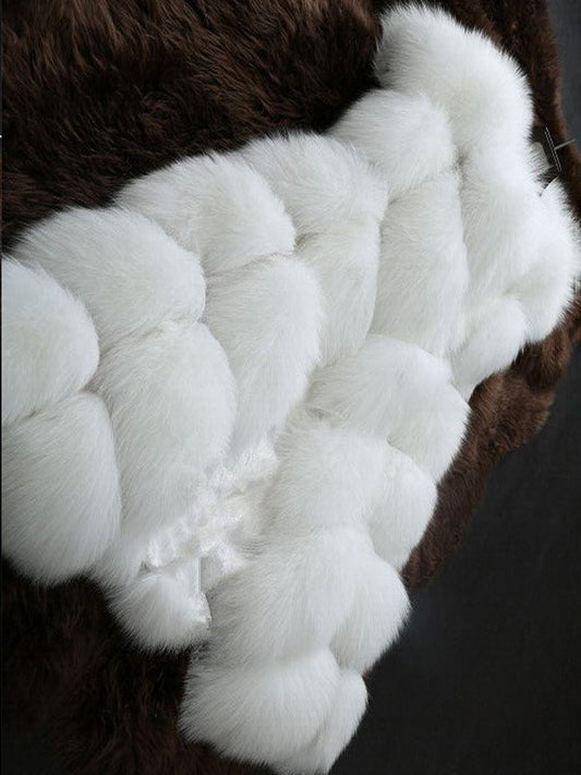 Inrosy mi-longue manteau en fausse fourrure unicolore sans manches femme élégant mode gilets hiver