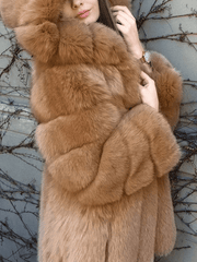 Inrosy manteau en fausse fourrure à capuche manches longues femme élégant mode décontracté hiver veste