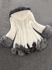 Inrosy mi-longue manteau en fausse fourrure boutons à capuche manches longues femme élégant mode oversized veste