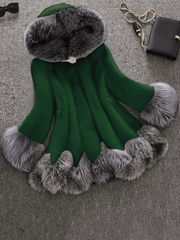 Inrosy mi-longue manteau en fausse fourrure boutons à capuche manches longues femme élégant mode oversized veste