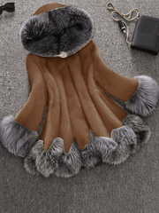 Inrosy mi-longue manteau en fausse fourrure boutons à capuche manches longues femme élégant mode oversized veste