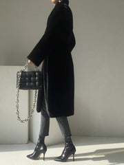 Inrosy longue manteau en fausse fourrure col montant manches longues femme casual élégant oversized décontracté