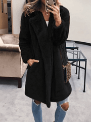 Inrosy mi-longue manteau en fausse fourrure col à revers mode femme hiver veste