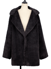 Inrosy mi-longue manteau en fausse fourrure col à revers mode femme hiver veste