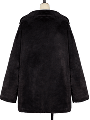 Inrosy mi-longue manteau en fausse fourrure col à revers mode femme hiver veste