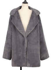 Inrosy mi-longue manteau en fausse fourrure col à revers mode femme hiver veste