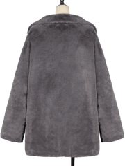 Inrosy mi-longue manteau en fausse fourrure col à revers mode femme hiver veste