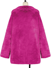 Inrosy mi-longue manteau en fausse fourrure col à revers mode femme hiver veste