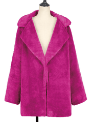 Inrosy mi-longue manteau en fausse fourrure col à revers mode femme hiver veste