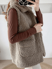 Inrosy veste gilet sans manches unicolore boutonnage poches ceinture col revers femme mode décontracté