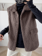 Inrosy veste gilet sans manches unicolore boutonnage poches ceinture col revers femme mode décontracté