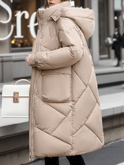 Inrosy longue manteau doudoune à capuche boutons poches fermeture éclair manches longues femme décontracté oversized hiver veste