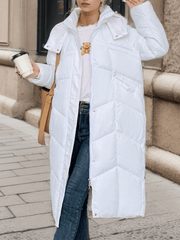 Inrosy longue manteau doudoune vinyl à capuche boutons poches fermeture éclair manches longues femme oversized décontracté hiver veste