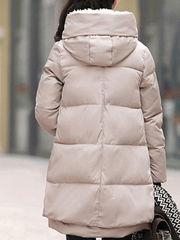 Inrosy mi-longue manteau doudoune à capuche fermeture éclair manches longues femme mode décontracté hiver veste