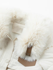 Inrosy longue manteau doudoune ceinture fausse fourrure col manches longues femme casual élégant mode hiver veste