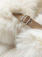 Inrosy longue manteau doudoune ceinture fausse fourrure col manches longues femme casual élégant mode hiver veste