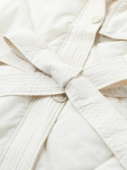 Inrosy longue manteau doudoune ceinture fausse fourrure col manches longues femme casual élégant mode hiver veste