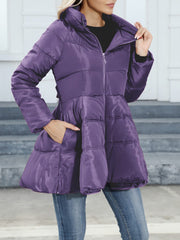 Inrosy mi-longue manteau doudoune trapèze noeud papillon ceinture col montant manches longues femme mignon vintage hiver veste