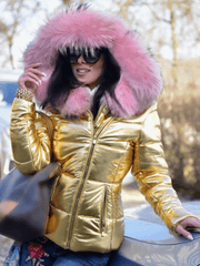 Inrosy court manteau doudoune à capuche avec fausse fourrure fermeture éclair poches manches longues femme hiver décontracté veste
