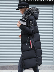 Inrosy longue manteau doudoune poches fausse fourrure col à capuche manches longues femme mode décontracté hiver veste