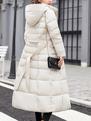 Inrosy longue manteau doudoune à capuche fausse fourrure col manches longues femme casual élégant décontracté hiver veste