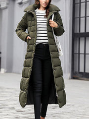 Inrosy longue manteau doudoune à capuche fausse fourrure col manches longues femme casual élégant décontracté hiver veste