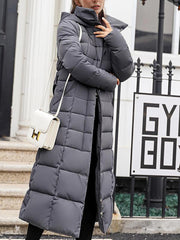 Inrosy longue manteau doudoune à capuche fausse fourrure col manches longues femme casual élégant décontracté hiver veste