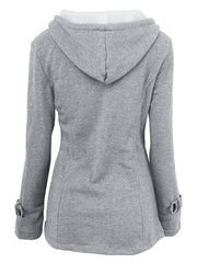 Inrosy mi-longue parka à capuche unicolore coton boutons poches manches longues femme casual mode décontracté manteau