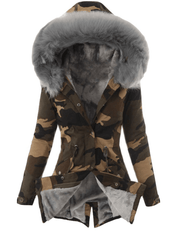 Inrosy camouflage parka doublé polaire avec fausse fourrure capuche manches longues femme décontracté hiver veste