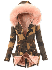 Inrosy camouflage parka doublé polaire avec fausse fourrure capuche manches longues femme décontracté hiver veste
