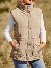 Inrosy gilet unicolore poches fermeture éclair col montant sans manches femme casual décontracté débardeur