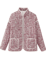 Inrosy parka manteau imprimé à fleurie poches col montant manches longues femme mode décontracté noël vêtements d'extérieur
