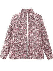 Inrosy parka manteau imprimé à fleurie poches col montant manches longues femme mode décontracté noël vêtements d'extérieur