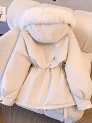 Inrosy mi-longue parka à capuche molleton boutons poches manches longues femme mode décontracté hiver manteau