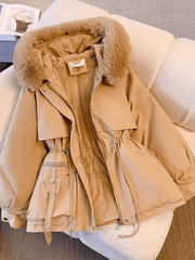 Inrosy mi-longue parka à capuche molleton boutons poches manches longues femme mode décontracté hiver manteau