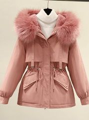 Inrosy court duveteux parka à capuche molleton à cordonà ourlet boutons poches manches longues femme mode décontracté manteau