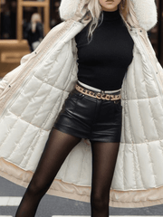 Inrosy longue parka d'hiver à capuche boutons poches fermeture éclair manches longues femme oversized décontracté mantea