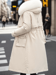 Inrosy longue parka d'hiver à capuche boutons poches fermeture éclair manches longues femme oversized décontracté mantea