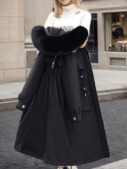 Inrosy longue parka d'hiver à capuche boutons poches fermeture éclair manches longues femme oversized décontracté mantea