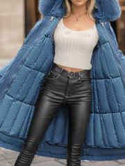 Inrosy longue parka d'hiver à capuche boutons poches fermeture éclair manches longues femme oversized décontracté mantea