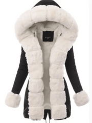 Inrosy hiver parka à capuche molleton fendu poches manches longues femme mode décontracté