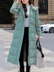 Inrosy longue manteau à capuche fendu le côté boutons poches col montant manches longues femme mode décontracté vêtements